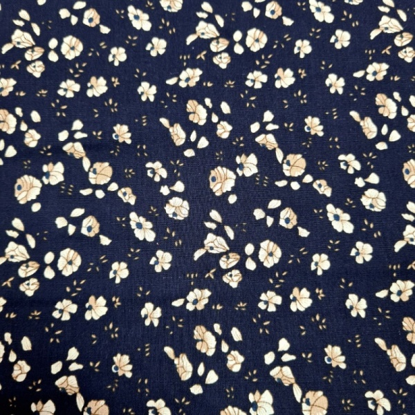 Floral Cotton Poplin - Small Flowers on Navy